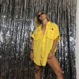 Yellow Waterproof Button-Up